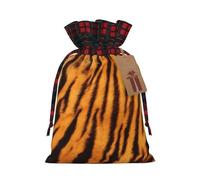 JBYJBX Tiger Striped Pattern Printing Christmas Drawstring Gift Bag For Xmas Wrapping Festive Packaging Party Favors