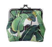 Jbyjbx Tropical Banana Palm Leaves Print Compact Coin Purse Cute Small Zipper Wallet With Kiss Lock For Daily Use And Gifts