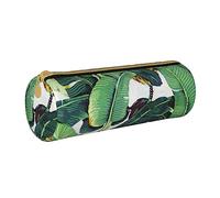 JBYJBX Tropical Banana Palm Leaves Print Leather Pencil Case Pouch - Slim & Cute Pencil Cases For Adults, Men And Women