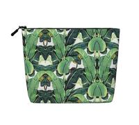 JBYJBX Tropical Banana Palm Leaves Print Makeup Bag Waterproof Travel Cosmetic Tote Zippered Pouch For Women Toiletry Bag, Black, One Size