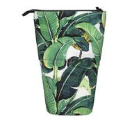 JBYJBX Tropical Banana Palm Leaves Print Pencil Case Multipurpose Telescopic Pencil Case Organizer, Stationery Storage Bag, Black, One Size
