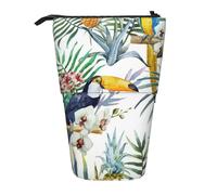 JBYJBX Tropical Leaves Bird Print Pencil Case Multipurpose Telescopic Pencil Case Organizer, Stationery Storage Bag