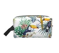 JBYJBX Tropical Leaves Bird Print Travel Storage Bag Capacity Zippered For Toiletries Cosmetics Daily Essentials, White, One Size, White, One Size
