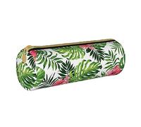 JBYJBX Tropical Leaves Print Leather Pencil Case Pouch - Slim & Cute Pencil Cases For Adults, Men And Women