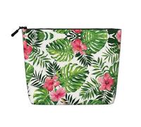 JBYJBX Tropical Leaves Print Makeup Bag Waterproof Travel Cosmetic Tote Zippered Pouch For Women Toiletry Bag, Black, One Size, Black, One Size
