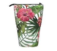 JBYJBX Tropical Leaves Print Pencil Case Multipurpose Telescopic Pencil Case Organizer, Stationery Storage Bag