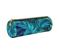 JBYJBX Tropical Palm Leaves Print Leather Pencil Case Pouch - Slim & Cute Pencil Cases For Adults, Men And Women