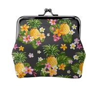 Jbyjbx Tropical Pineapple Hawaiian Print Compact Coin Purse Cute Small Zipper Wallet With Kiss Lock For Daily Use And Gifts