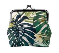 Jbyjbx Tropical Summer Hawaiian Flower Palm Leaves Print Compact Coin Purse Cute Small Zipper Wallet With Kiss Lock For Daily Use And Gifts
