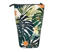 JBYJBX Tropical Summer Hawaiian Flower Palm Leaves Print Pencil Case Multipurpose Telescopic Pencil Case Organizer, Stationery Storage Bag