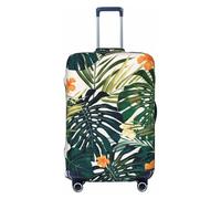JBYJBX Tropical Summer Hawaiian Flower Palm Leaves Print Suitcase Cover Luggage Protector Washable Elastic Fashionable Travel Gear Cover, Black, L