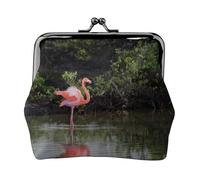 Jbyjbx Two Flamingos Print Compact Coin Purse Cute Small Zipper Wallet With Kiss Lock For Daily Use And Gifts