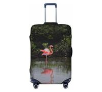 JBYJBX Two Flamingos Print Suitcase Cover Luggage Protector Washable Elastic Fashionable Travel Gear Cover, Black, Large