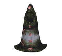 JBYJBX Two Flamingos Print Unisex Hooded Cloak Halloween Cosplay Costume Christmas Carnival Party Wear Cape