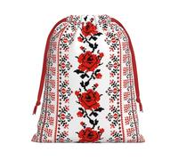 JBYJBX Ukrainian Embroidery Style Rose Print Convenience Drawstring Gift Multipurpose Pouches Daily Storage Travel Essentials