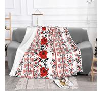 Jbyjbx Ukrainian Embroidery Style Rose Print Flannel Blanket for Living Room,Bedroom All Seasonst Adult Women's Gift 60"X80"