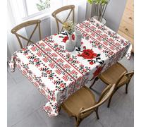 JBYJBX Ukrainian Embroidery Style Rose Print Rectangle Tablecloth for Dining Party Indoor Outdoor Use Decorative Table Cover