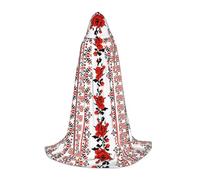 JBYJBX Ukrainian Embroidery Style Rose Print Unisex Hooded Cloak Halloween Cosplay Costume Christmas Carnival Party Wear Cape