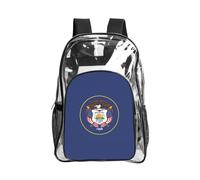 JBYJBX Utah Flag Print Clear Backpack Large Capacity Travel Hiking Work See Through Bookbag with Pocket