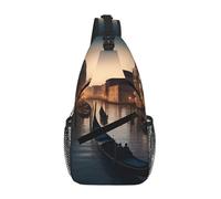 JBYJBX Venice Night Print Unisex Cross Chest Bag Diagonal Sling Backpack Capacity For Travel Hiking Daily Use