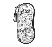 JBYJBX Video Game Boys Print Glasses Case Lightweight Travel Eyeglass Sunglasses Cover, Zipper Eyeglasses Frame, Black, One size
