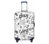 JBYJBX Video Game Boys Print Suitcase Cover Luggage Protector Washable Elastic Fashionable Travel Gear Cover, Black, Small