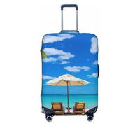 JBYJBX White Beach Tropical Sea Print Suitcase Cover Luggage Protector Washable Elastic Fashionable Travel Gear Cover, Black, X-Large