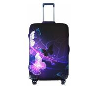 JBYJBX White Purple Butterflies Print Suitcase Cover Luggage Protector Washable Elastic Fashionable Travel Gear Cover, Black, S