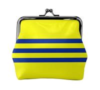 Jbyjbx Yellow And Blue Stripes Print Compact Coin Purse Cute Small Zipper Wallet With Kiss Lock For Daily Use And Gifts