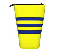 JBYJBX Yellow And Blue Stripes Print Pencil Case Multipurpose Telescopic Pencil Case Organizer, Stationery Storage Bag, Black, One Size