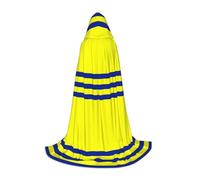 JBYJBX Yellow And Blue Stripes Print Unisex Hooded Cloak Halloween Cosplay Costume Christmas Carnival Party Wear Cape