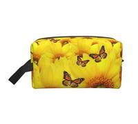 JBYJBX Yellow Flowers Butterflies Print Travel Storage Bag Capacity Zippered For Toiletries Cosmetics Daily Essentials, White, One Size, White, One Size