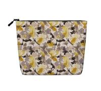 JBYJBX Yellow Gray Flower Print Makeup Bag Waterproof Travel Cosmetic Tote Zippered Pouch For Women Toiletry Bag, Black, One Size, Black, One Size