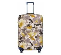 JBYJBX Yellow Gray Flower Print Suitcase Cover Luggage Protector Washable Elastic Fashionable Travel Gear Cover, Black, Large