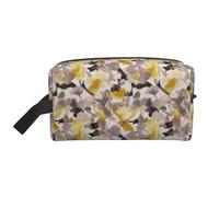 JBYJBX Yellow Gray Flower Print Travel Storage Bag Capacity Zippered For Toiletries Cosmetics Daily Essentials, White, One Size, White, One Size