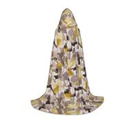 JBYJBX Yellow Gray Flower Print Unisex Hooded Cloak Halloween Cosplay Costume Christmas Carnival Party Wear Cape