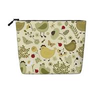 JBYJBX Yellow Leaves Chicken Print Makeup Bag Waterproof Travel Cosmetic Tote Zippered Pouch For Women Toiletry Bag, Black, One Size