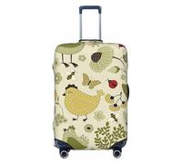 JBYJBX Yellow Leaves Chicken Print Suitcase Cover Luggage Protector Washable Elastic Fashionable Travel Gear Cover, Black, X-Large