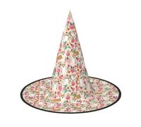 Jbyjbxcorgi Floral Flowers Spring Garden Print Carnival Halloween Witch Hat Themed Parties Hat Cosplay Masquerade Holiday Decor