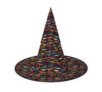 Jbyjbxi Love My Dog Dachshunds Print Carnival Halloween Witch Hat Themed Parties Hat Cosplay Masquerade Holiday Decor