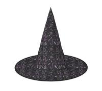 Jbyjbxpurple Black Goth Spooky Print Carnival Halloween Witch Hat Themed Parties Hat Cosplay Masquerade Holiday Decor