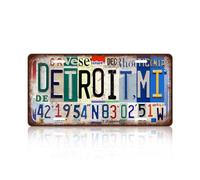 JBYMsign Vintage City Wall Decor Detroit,Mi License Plate Metal Sign Tin Signs Poster