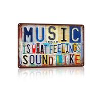 JBYMsign Vintage Wall Decor Inspirational Quotes Metal Sign Tin Signs Poster - Music Is What Feelings Sound Like