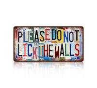 JBYMsign Vintage Wall Decor Please Do Not Lick The Walls License Plate Metal Sign Tin Signs Poster