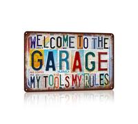 JBYMsign Vintage Wall Decor Welcome to The Garage Metal Sign Tin Signs Poster - my tools my rules