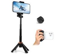 JC-25 Mini Selfie Stick Tripod, Floor-Standing Quadripod for Taking Photos, with Detachable Embedded Remote Control, 3-in-1 Travel Portable Pocket Tripod (Black)