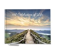 JC Classics Memory Book for Funeral | Condolence Book | Book of Condolence Memory Book with Memory Table Card Sign (Mountain Top Design)