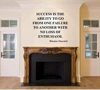 JC Design 'Success is The Ability...' Winston Churchill Quote Wall Sticker (Large: 100cm x 120cm / 39" x 48")