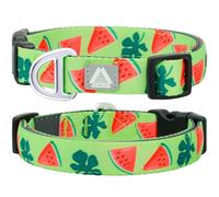JC HOUSE Dog Collar for Large Dogs with Reflective Logo and Soft Padded Neoprene,Summer Watermelon Design,Adjustable,Lightweight & Durable, Neck Size 16’’-25’’ (Watermelon, L)