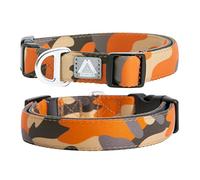 JC HOUSE Soft Padded Dog Collar, Neck 9’’-14’’, Adjustable Heavy Duty Collar with 3M Reflective Logo for Small Dogs, Camo Orange, S